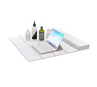 LANRUEU PVC Bathtub Cover Waterproof Shutter Bath Lid, Foldable Insulation Board Bathtub Tray Dustproof Board for Bathroom SPA Storage, Customizable(100x70x0.7cm)