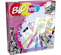 Lansay - BLOPENS - Fairy Activities Set - Blowing Coloring Pens with Reusable Stencils - Gift Idea for Children from 5 Years Old - Fairies, Unicorns & Glitter Mermaids Design Kit