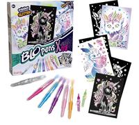 Lansay - BLOPENS X-TRA - Glitter Creatures Set - Blowing Coloring Felts Drawing Kit with Reusable Stencils & Glitter Tubes - Gift Idea for Children from 6 Years Old - 6 Fantastic Designs