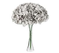Lansdowns Silk Hydrangea Fake Flower 10pcs DIY Floral Artificial Flower with Stems for Wedding Office Shower Decor Hotel Banquet Home Decor (Grey)
