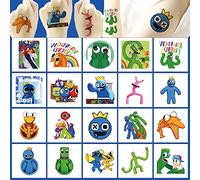 Lanseede 20 Sheets Rainbow friends roblox Temporary Tattoos Stickers Birthday Party Supplies Anime Cartoon Fake Tattoos Stickers Party Favors for Fans