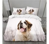 LANSHAN Saint Bernard Super King Size Duvet Cover, White Bedding, Microfibre Duvet Cover Set with Zipper Closure, Soft Cosy Quilt Cover 260 x 220 cm, and 2 Pillow Cases 50 x 75 cm