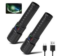 Lanshanchu LED Torch Rechargeable, 2 Pack 2000LM Super Bright Adjustable Focus Flashlight, 3 Lighting Modes, Long Battery Life, Waterproof Pocket Size Torch for Emergency and Camping