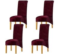 LANSHENG Chair Covers for Dining Chairs, Chair Covers XL High Back Dining Chair Covers, Stretch Removable Washable Seat Cover Chair Protector, for Home Banquet Wedding Hotel Wine Red,Set of 4