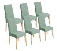LANSHENG Dining Chair Covers Set of 6, Stretch Dining Chair Protector Slipcovers Jacquard, Elastic Removable Washable Chair Seat Cover for Dining Room Kitchen Banquet Restaurant Home, Sage Green