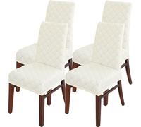 LANSHENG Dining Chair Covers, Stretch Chair Covers for Dining Chairs 4, Removable Washable Dining Chair Seat Slipcovers for Dining Room, Kitchen (Set of 4, Beige)