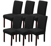 LANSHENG Dining Chair Covers, Stretch Chair Covers for Dining Chairs 6, Removable Washable Dining Chair Seat Slipcovers for Dining Room, Kitchen (Set of 6, Black)