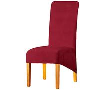 LANSHENG Stretchy Chair Covers for Dining Room Chairs,Stretch Spandex with Elastic Band Chaircover,Velvet Large Dining Chair Slipcovers for Restaurant Hotel Party Banquet (Red,Set of 2(XL))