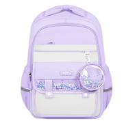 LANSHIYA Kids Backpack School Bag for Girls Children Primary Schoolbag - Cute Rucksack with Sparkle Coin Purse, Purple