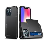 Lanshui Cover, Anti-Scratch Business Phone Case, Slide Armor Wallet Card Slots Holder Cover compatible with iPhone 16 Pro Max 6.9 inch(Black)
