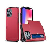 Lanshui Cover, Anti-Scratch Business Phone Case, Slide Armor Wallet Card Slots Holder Cover compatible with iPhone 16 Pro Max 6.9 inch(Red)