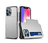 Lanshui Cover, Anti-Scratch Business Phone Case, Slide Armor Wallet Card Slots Holder Cover compatible with iPhone 16 Pro Max 6.9 inch(Silver)