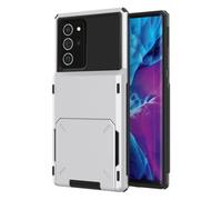 Lanshui Phone Accessories, Business Shockproof Slide Armor Wallet Card Holder Phone Case compatible with Samsung Galaxy S21 Ultra Plus(White,For Galaxy S21 Ultra)