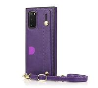 Lanshui Phone Accessories, Lanyard Necklace Cord Chain Leather Case compatible with Samsung Galaxy Note 20 Ultra S21 Plus(Purple 1,SAM S21 Plus)