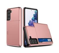 Lanshui Phone Accessories, Soft TPU Wallet Case, Armor Slide Card Slots Holder Case compatible with Samsung Galaxy S20 Ultra Plus FE(Rose Gold,Galaxy S20 Ultra)