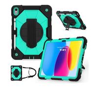 Lanshui Tablet Accessories, Shoulder Strap Protective Case, Horizontal and Vertical Bracket Silicone Cover Suitable for Samsung Galaxy Tab S7+/S8+/S9+/S9 FE plus- 12.4 inch(Black Mint Green)