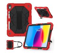 Lanshui Tablet Accessories, Shoulder Strap Protective Case, Horizontal and Vertical Bracket Silicone Cover Suitable for Samsung Galaxy Tab S7/S8/S9/S9FE-11 inch(Big Red Black)