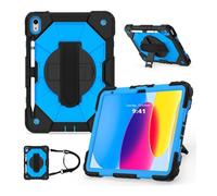 Lanshui Tablet Accessories, Shoulder Strap Protective Case, Horizontal and Vertical Bracket Silicone Cover Suitable for Samsung Galaxy Tab S7/S8/S9/S9FE-11 inch(Black Blue)