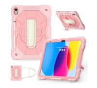 Lanshui Tablet Accessories, Shoulder Strap Protective Case, Horizontal and Vertical Bracket Silicone Cover Suitable for Samsung Galaxy Tab A9-8.7 inch(Rose Gold)