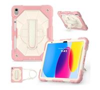 Lanshui Tablet Accessories, Shoulder Strap Protective Case, Horizontal and Vertical Bracket Silicone Cover Suitable for Samsung Galaxy Tab S7/S8/S9/S9FE-11 inch(Rose Gold Beige)