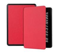 Lanshui Tablet Accessories, Slim & Light Wood Texture Cover, Portable Flip Leather Stand Case compatible with Kindle Paperhwhite KPW6 2022 6.0 inch(Red)