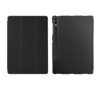 Lanshui Tablet Accessories, Tri-fold TPU Case with Pen Slot, Honeycomb Grid Pattern Silicone Cover compatible with Samsung Galaxy Tab A8 10.5 inch X200/X205(Black)