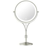 LANSI 1x/10x Magnifying Mirror with 3 Color Lights and Cross Charm, 7" Lighted Makeup Mirror with Magnification, Height Adjustable Vanity Mirror, Birthday Christian Gifts for Women, Brushed Nickel