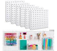 LANSI 6Pcs Peg Board, Pegboard Wall Organizer Panels, White Pegboard Wall Mount, ABS Pegboard for Craft Room Garage Kitchen Workshop Garage, ABS Peg Boards Easy Installation (White)