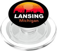 Lansing Michigan Vintage Sunset Retro City State USA PopSockets PopGrip for MagSafe