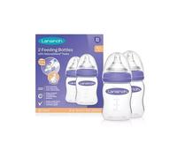 LANSINOH 2 FEEDING BOTTLE SET WITH NATURAL WAVE SLOW FLOW TEAT 2 x 160ML