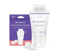 Lansinoh 50 Count 6 Ounce Breast Milk Storage Bags with Pump Adapters, Leak Resistant, Freezer Safe, Presterilized, Disposable, Multi-layered, Zipper Closure