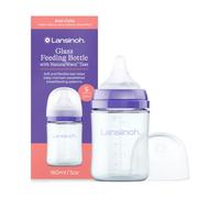 Lansinoh Anti Colic Glass Baby Bottle 160 ml - Slow Flow Teat | Breastfeeding Bottle Feeding: Clinically Proven to Reduce Nipple Confusion