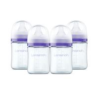 Lansinoh Anti-Colic Glass Baby Bottles, 5 Ounces, 4 Count Bottles for Feeding, Baby Essentials, Includes 4 Slow Flow Nipples, Size S