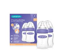 Lansinoh Baby Bottle Pack of 2 with NaturalWave Teat (160 ml), Anti-colic, Plastic 100% BPA & BPS free, Slow Flow silicone teat which is soft and flexible, purple