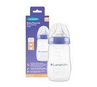 Lansinoh Baby Bottle with NaturalWave Teat Size M, 240 ml - Compact Design for Improved Stability - with Stackable Lid