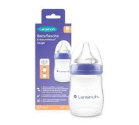 Lansinoh Baby Bottle with NaturalWave Teat Size S, 160 ml - Compact Design for Improved Stability - with Stackable Lid