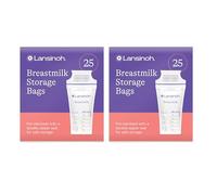 Lansinoh Breast Milk Storage Bags Breastmilk Pouches for fridge or freezer use, store flat or standing, BPA and BPS free, pre-sterilised, double zipper seal, Pack of 50, Packaging may vary