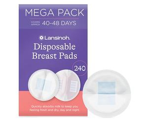 Lansinoh Breast Pads Maternity - Disposable & Absorbent Nursing Pads with BlueLock™ Leak-Proof Protection - Ultra-Thin & Holds 20x Weight - Individually Wrapped - Breastfeeding Essentials - 240 Pack