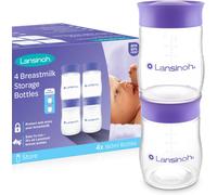Lansinoh Breastmilk Storage Bottles - 4 x 160 ml - Stackable BPA-Free Leak-Proo