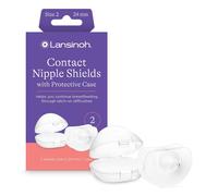 Lansinoh Contact Nipple Shields for Breastfeeding with Case - 2 Pack (24mm Large) - 100% Silicone - Ultra-Thin - Support Flat & Invert Nipples - Breast Feeding Essentials