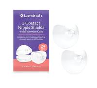 Lansinoh Contact Nipple Shields for Breastfeeding with Case - 2 Pack (24mm Large) - 100% Silicone - Ultra-Thin - Support Flat & Invert Nipples - Breast Feeding Essentials