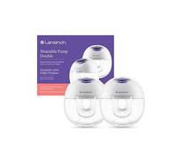 Lansinoh Wearable Electric Breast Pump Bundle - 4 Pumping Modes, 9 Suction Levels - Hands Free Portable & Quiet Pumping- LED Display - Includes 25 Breast Milk Storage Bags + Feeding Bottle (2 Pumps)