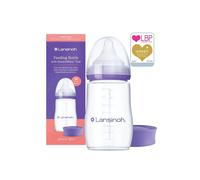 Lansinoh Anti Colic Baby Bottle - 240ml - NaturalWave® Medium Flow Teats Reduces Nipple Confusion + New Stackable Lid Breast Milk Storage Bottles Breastfeeding Bottle Feeding - Baby Bottles
