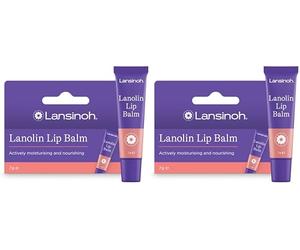 Lansinoh Lanolin Lip Balm for dry cracked Lips - 100% Natural - Actively moisturises & Locks in Hydration - Hypoallergenic -7ml - Dry Lips Treatment (Pack of 2)