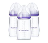 Lansinoh Momma Breastmilk Feeding Bottle with NaturalWave Nipple, 8 Ounce, 3 Count, BPA Free and BPS Free