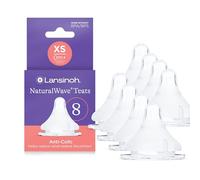 Lansinoh NaturalWave Anti-Colic Baby Bottle Teats - Extra Slow Flow -8 Pack | BPA & BPS-Free - Clinically Proven to Reduce Nipple Confusion - XS Teat - Compatible with Lansinoh Bottles