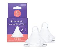 Lansinoh NaturalWave Anti-Colic Baby Bottle Teats - Medium Flow - 2 Pack | BPA & BPS-Free - Clinically Proven to Reduce Nipple Confusion - Compatible with Lansinoh Bottles
