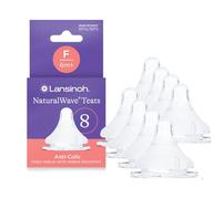 Lansinoh NaturalWave Baby Bottle Teats - 8 Pack - Anti-Colic Air Vent - BPA & BPS-Free - Clinically Proven to Reduce Nipple Confusion - Compatible with Lansinoh Bottles (8 Pack, Fast Flow)