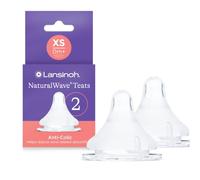 Lansinoh NaturalWave Baby Bottle Teats - Anti-Colic Air Vent - Clinically Proven to Reduce Nipple Confusion - Compatible with Lansinoh Bottles (Extra Slow Flow, 2 Pack)