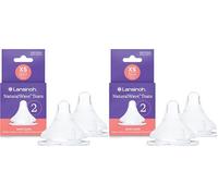 Lansinoh NaturalWave Baby Bottle Teats - Extra Slow Flow - 4 Pack - Anti-Colic Air Vent - BPA & BPS-Free - Clinically Proven to Reduce Nipple Confusion - Compatible with Lansinoh Bottles